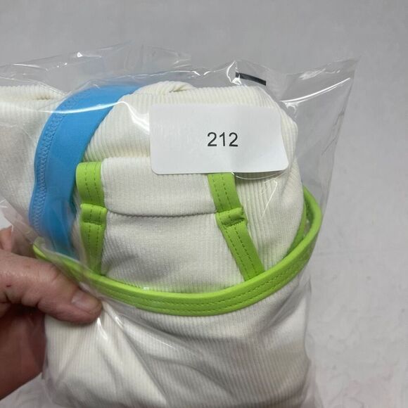 L Space Cream Blue Green Baewatch Colorblock Ribbed One Piece Swimsuit Large NWT - Picture 11 of 11